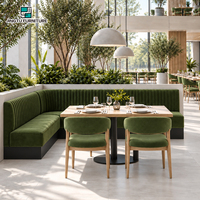 Ensemble de banquettes d'angle pour restaurant en velours vert foncé, tables à manger en forme de L, personnalisables, OEM, vente en gros, usine chinoise