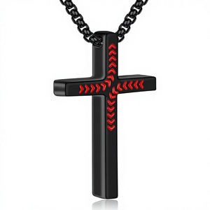 Kalung Liontin Salib Bisbol Kristen 2 Pcs Rantai Bambu Ayat Alkitab Baja Tahan Karat <span class=keywords><strong>22</strong></span> Inci Hadiah Religius untuk Pria Perhiasan Baja Tahan Karat 316l 18k - Product Image 2