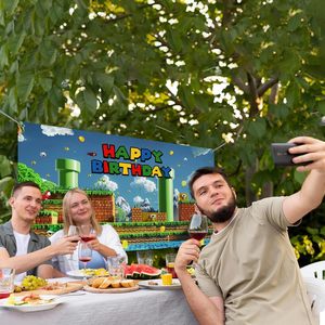 Striscione Decorativo per Festa di <span class=keywords><strong>Compleanno</strong></span> a Tema Super Bros, Sfondo Riutilizzabile 5x3ft per Decorazione Murale e Foto - Product Image 5