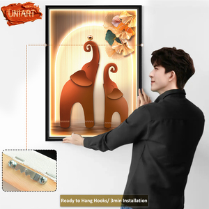 Tableau <span class=keywords><strong>mural</strong></span> en toile brillante LED pour chambre d'enfant, peinture murale d'éléphant, art d'hôtel, impression sur toile d'animal en porcelaine verticale, décoration murale pour la maison, affiche - Product Image 4