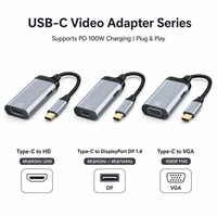 Hub USB C Multiport ke HDTV 2.0 VGA MiniDP 1.4 DP1.4 dengan Pengisian Daya PD 100W Dongle Aluminium