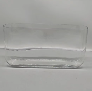 Florero de cristal transparente Rectangular largo soplado a mano, estante moderno para comedor y sala de estar, centro de mesa decorativo elegante - Product Image 2