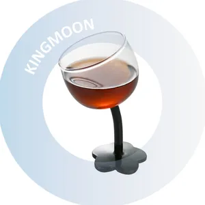 Cangkir gelas anggur bentuk bunga gelas minum untuk Cocktail, Martini, gelas anggur Ribbed minuman kaca berwarna dengan Batang bengkok untuk pesta Bar