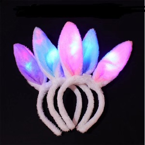 إكسسوارات زي أرنب عيد الفصح، عصابة رأس بأذني أرنب مضيئة، أذني أرنب مرنة ناعمة من القطيفة مع إضاءة LED لعيد الفصح - Product Image 2