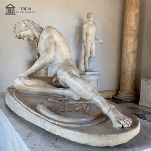 Statua di Alta Qualità in Marmo Bianco a Grandezza Naturale dell'Uomo Galata che Morde, Stile Greco-Romano Antico - Product Image 3