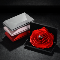 Boîte cadeau personnalisée d'usine avec impression de logo, boîte à lumière pour bague de fiançailles, emballage pour bague rose, boîte cadeau