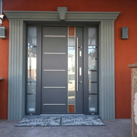 Portes d'entrée simples en aluminium de luxe, portes extérieures insonorisées, ignifuges, portes d'entrée extérieures, portes anti-ouragan
