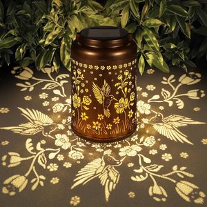 Lampu Taman Tenaga Surya Grosir, Lampu Gantung Logam Emas Burung Kolibri Tahan Air IP65 untuk Teras dan Halaman Belakang - Product Image 2