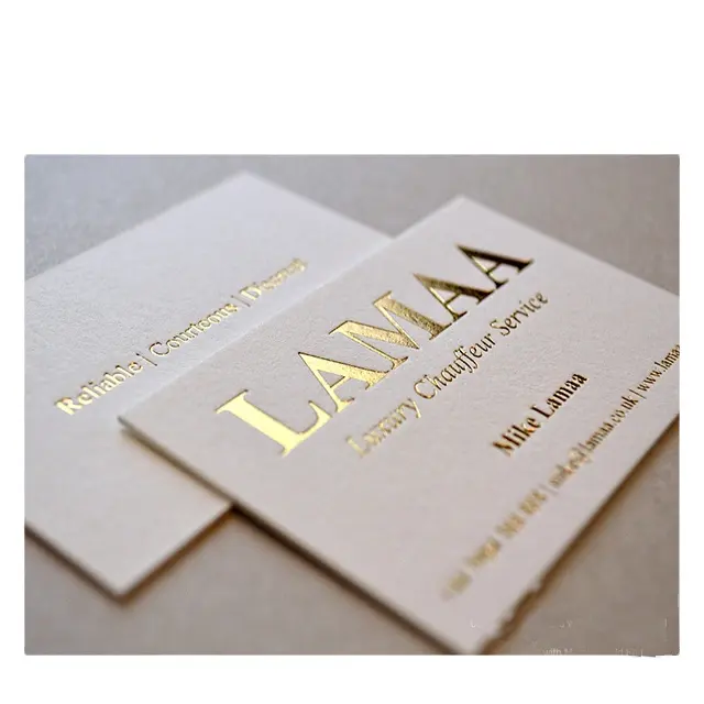 Venta caliente diseño libre logotipo personalizado hoja de oro impresión postales Tarjeta de papel para negocios y oficina