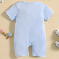 Romper Bayi Summer Infant Ramah Lingkungan Bahan Katun 100% Bernapas Motif Beruang Kecil Lengan Pendek Biru Untuk Anak Laki-Laki dan Perempuan Kancing Tekan
