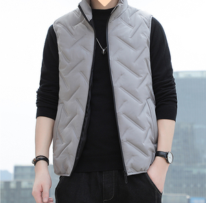 Vendita calda gilet con collo alto da <span class=keywords><strong>uomo</strong></span> <span class=keywords><strong>nero</strong></span> gilet invernale Plus Size all'ingrosso giacca con cerniera - Product Image 1