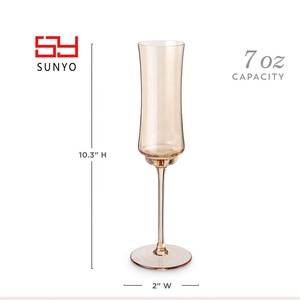 Ensemble de 2 gobelets à boire teintés de couleur ambre solide personnalisés à la main Prosecco <span class=keywords><strong>ou</strong></span> flûtes à <span class=keywords><strong>champagne</strong></span> tulipe pétillante - Product Image 2