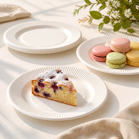 Assiette jetable ronde en bagasse biodégradable et compostable, écologique, pour les fêtes et la restauration