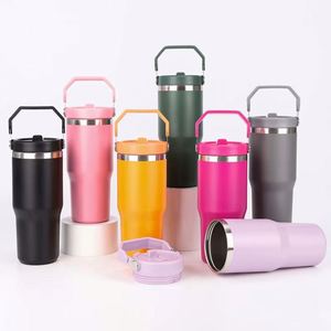 Travel Coffee Beverage Tumbler with Easy Grip Handle, 30oz Stainless Steel <b>Insulated</b> <b>Cup</b> for Car Office and Outdoor - Product Image 5