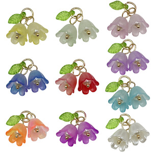 Acrylique Doux Double <span class=keywords><strong>Lys</strong></span> et Feuille Verte Diy Bijoux Accessoires <span class=keywords><strong>Fleur</strong></span> Charmes - Product Image 5
