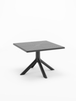 Table carrée minimaliste d'extérieur respirante, table de terrasse de jardin, table à manger en plastique imperméable et résistante au soleil