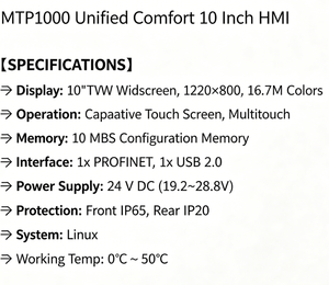 6AV2128 3MB06 0AX1 MTP1000 Unified Comfort Écran tactile industriel HMI 10 pouces - Product Image 4