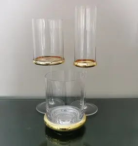 Modern tableware gold and silver plated crystal custom wine glass set high stem glassware for wedding