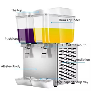 Distributeur de jus double réservoir 16L en acier inoxydable avec fonction d'agitation et de pulvérisation, 220V, réfrigération - Grande Vente - Product Image 2