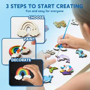 Licorne Peinture Artisanat Fantaisie En Bois pour Enfants - Product Image 3