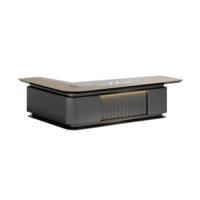 Bureau de direction moderne de luxe haut de gamme en forme de L avec panneau en bois peint pour salle de direction