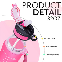 Offre Spéciale logo personnalisé 32oz grande bouteille d'eau de sport de mesure de tritan de motivation marqueur de temps bouteille d'eau de gymnastique