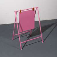 Présentoir pliable rose 70x50cm, enseigne de sol en métal, logo personnalisé, signalisation de café