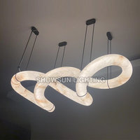 Haut de gamme espagne albâtre anneau pendentif lumières Villa salon salle à manger Moden grand luxe infini albâtre lustre