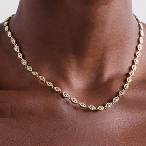 2025 nuova collana girocollo a catena Micro pavimentata CZ graziosa e piccola con ciondolo malocchio per donna gioielli fortunati turchi - Product Image 1