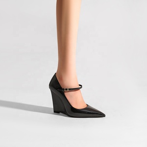 Escarpins Mary Jane à <span class=keywords><strong>talon</strong></span> compensé de 10,5 cm, à bout pointu, ornés de strass brillants personnalisés, pour <span class=keywords><strong>femme</strong></span> |   Robe tendance et confortable OEM/ODM - Product Image 4