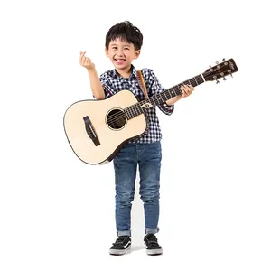 Nouveau design <span class=keywords><strong>guitare</strong></span> acoustique 34 pouces petite taille voyage mini <span class=keywords><strong>guitare</strong></span> épicéa massif beau motif Alston D-37 - Product Image 1