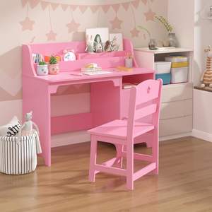 Raccomandare scrivania in legno e sedia Set colorato tavolo per bambini con deposito <span class=keywords><strong>rosa</strong></span> scrivania da studio per camera da letto e sala studio - Product Image 1