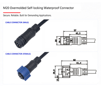 Conector Industrial Impermeable M20, Cable a Cable, IP67, Aleación de Cobre, PA66, Nylon, Alta Hermeticidad, Conector de Cable de Alta Potencia