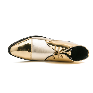 Zapatos de vestir de encaje dorado para hombre, botas Oxford de <span class=keywords><strong>charol</strong></span> de alta calidad, 38-46 talla grande, diseño antideslizante, <span class=keywords><strong>charol</strong></span> Formal a la moda - Product Image 3