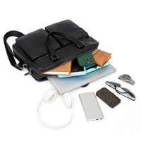Porte-documents d'affaires classique de luxe pour homme, grande capacité, multi-poches, portable, en cuir de vachette véritable