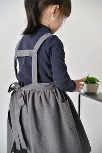 Bắc Âu cổ điển đồng bằng chéo trở lại thăng hoa trống CHA mẹ-con dễ thương màu hồng nướng bông và lanh trẻ em trẻ em trẻ em nghệ thuật tạp dề - Product Image 2