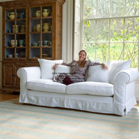 Canapé double trois places en tissu de lin blanc de style nord-européen et américain, amovible et lavable, meubles de salon