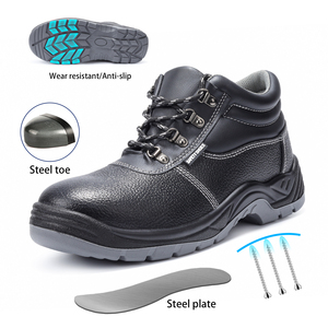 JIANKUN S3-Zapatos de trabajo de seguridad negros, suela de PU antideslizante, antiperforación, antigolpes, para hombre - Product Image 1