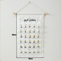 Nuevo Producto Decoración de Pared para el Eid de 30 Días, Calendario de Adviento Árabe de Tela Colgante con Bolsillos