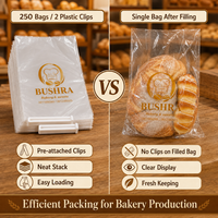 Sac d'emballage plat en LDPE transparent de qualité alimentaire imprimé sur mesure, résistant aux déchirures, pour pain, pochette de conservation en plastique pour boulangerie