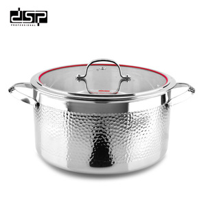 DSP Professional Stainless Steel Soup <b>Pot</b> 5L+ Hammered Finish Induction Compatible With <b>Lid</b> - Product Image 1