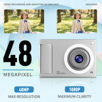 Caméra numérique pour vlog de voyage avec lumière d'appoint intégrée à 16 LED, zoom 8x sans objectif, caméra de poche portable sans bordure