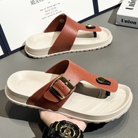 Tongs tendance polyvalentes et jeunes, couleur unie, légères et confortables, sandales de plage décontractées pour l'été