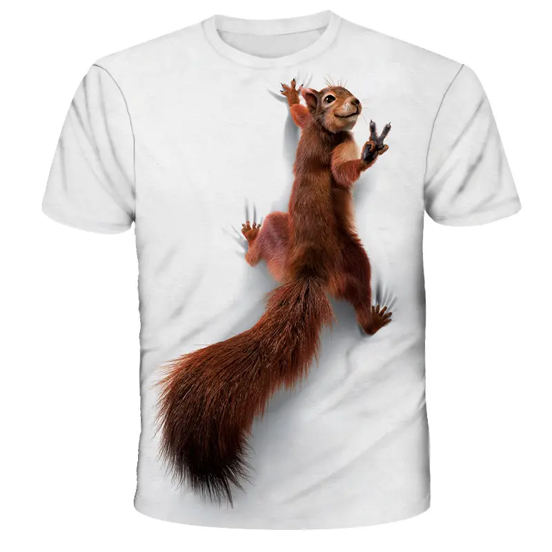 Tee Funny T Shirts Graphic Animal Squirrel Round Neck 3D Print Daily Holiday Short Sleeve 100% Polyester T Shirt