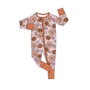 Nouveau-né bébé unisexe vêtements bambou Viscose personnalisé imprimé fermeture éclair combinaison bébé barboteuses
