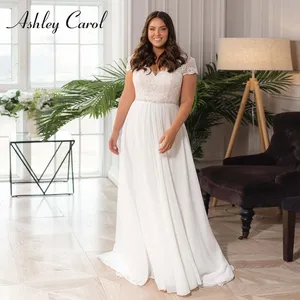 Ashley <span class=keywords><strong>Carol</strong></span> vestidos De novia De talla grande Sexy BOHO Sweetheart apliques manga corta gasa A-Line vestido De Novia Vestidos De Novia - Product Image 1