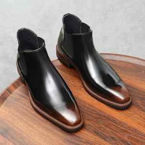 Botas de Hombre con Punta Cuadrada, Estilo Británico Retro, Casuales y Elegantes, Botas de Tobillo Formales de Negocios de Alta Calidad - Product Image 3