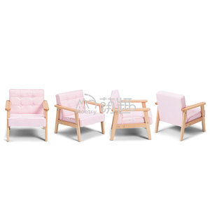 Canapé de salon moderne 2 places en tissu de lin rose Moetry <span class=keywords><strong>Fauteuil</strong></span> rembourré souple à cadre en bois de hêtre pour l'école, l'hôtel et la maternelle - Product Image 4