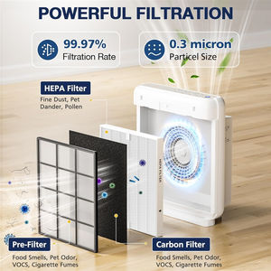 Ensemble de filtres purificateur d'air AP-1512HH compatible avec <span class=keywords><strong>Coway</strong></span> Mega et pré-filtres HEPA + carbone 200M - Product Image 5