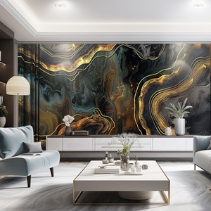 Papel Tapiz de Estilo Europeo con Textura de Mármol Negro y Dorado, Mural Artístico de Lujo para Decoración de Paredes de Sala de Estar - Product Image 2